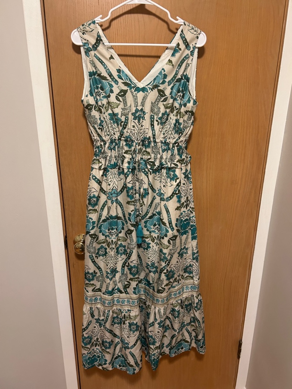 Spartina 449 Justine Midi Dress Mystic Moss Stencil Blue - Size Small - Picture 2 of 3
